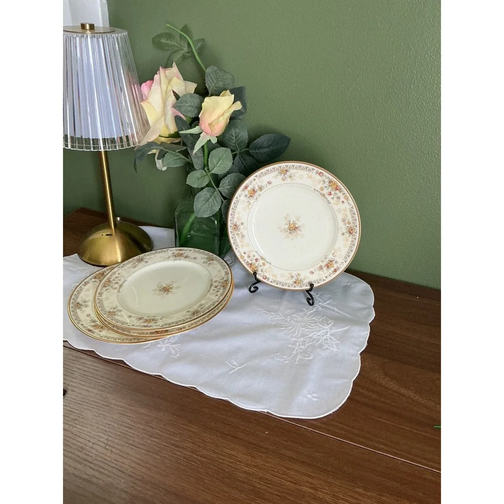 Noritake Salisbury Dessert Plates, Set of 4, Vintage Floral China